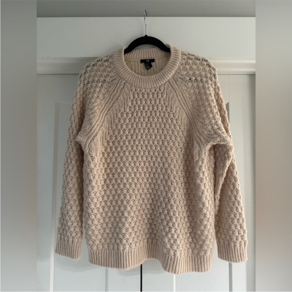 H&M Textured Knit Cream Sweater